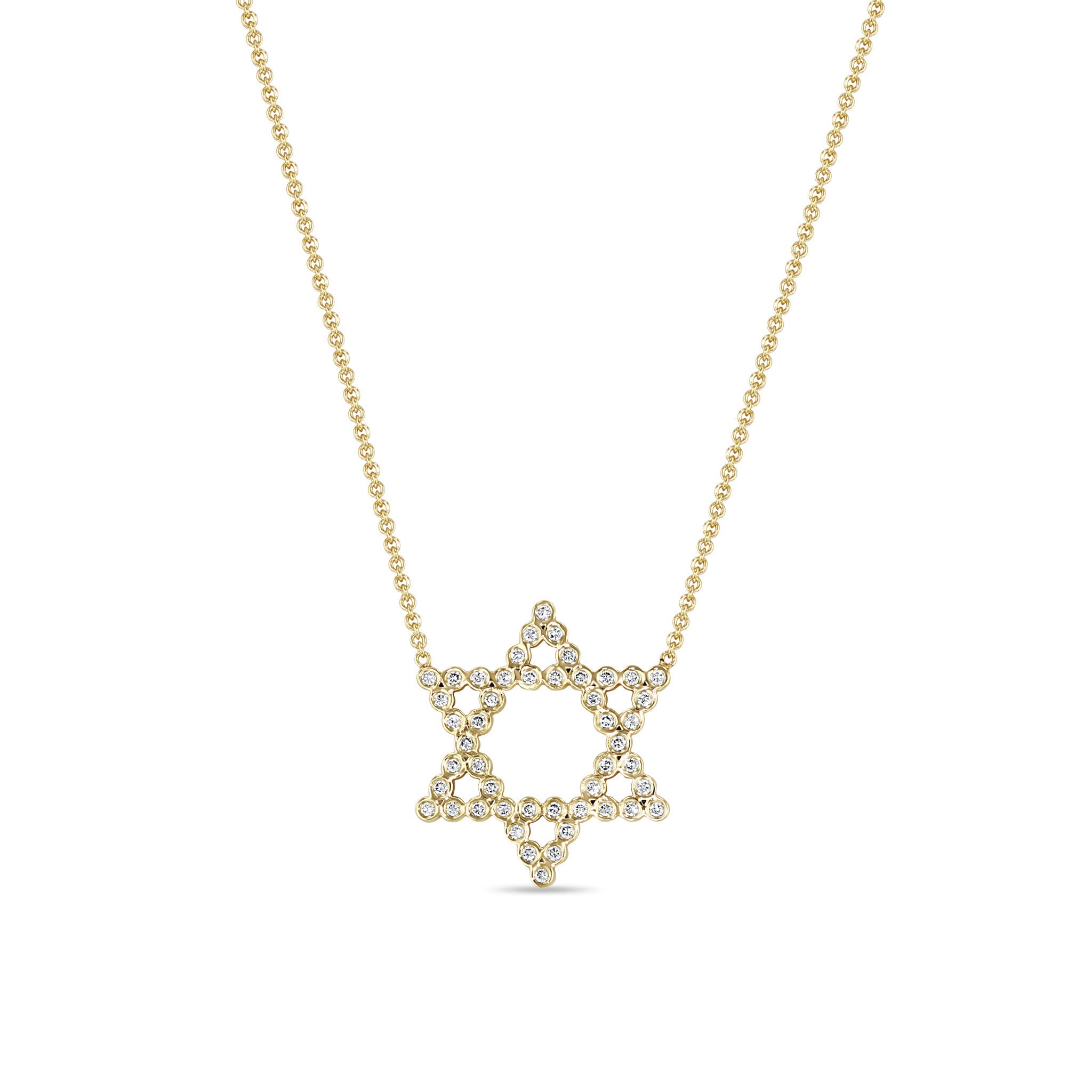 Zoë Chicco 14k Gold Diamond Bezel Star of David Necklace