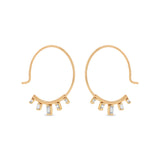Zoë Chicco 14k Gold Graduated Baguette Diamond Wire Threader Hoop Earrings