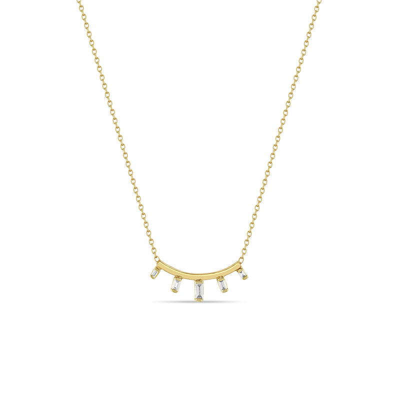 Zoë Chicco 14k Gold Graduated Baguette Diamond Curved Bar Necklace