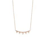 Zoë Chicco 14kt Rose Gold Curved Bar Necklace with 5 Graduating Prong Diamonds