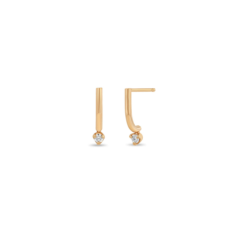 Zoë Chicco 14k Gold Curved Bar & Prong Diamond Drop Earrings