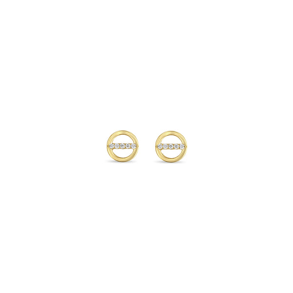 Zoë Chicco 14k Gold Pavé Diamond Line Circle Stud Earrings