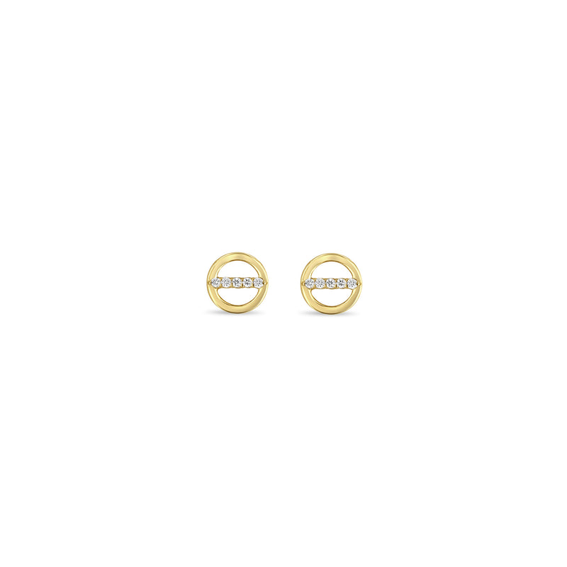 Zoë Chicco 14k Gold Pavé Diamond Line Circle Stud Earrings