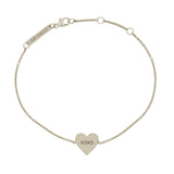 Zoë Chicco 14k White Gold Candy Heart Chain Bracelet engraved with XOXO