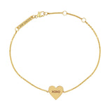 Zoë Chicco 14k Yellow Gold Candy Heart Chain Bracelet engraved with XOXO