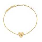 Zoë Chicco 14k Yellow Gold Candy Heart Chain Bracelet engraved with YOU & ME