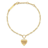 Zoë Chicco 14k Gold Candy Heart Charm Small Square Oval Link Bracelet engraved with FRIENDS 4 EVER