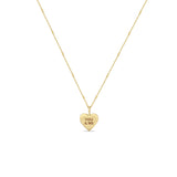 Zoë Chicco 14k Yellow Gold Candy Heart Pendant Bar & Cable Chain Necklace engraved with YOU & ME