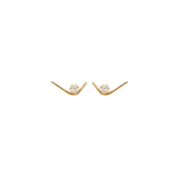 Zoe Chicco 14kt Gold Prong Set Diamond Check Mark Stud Earrings