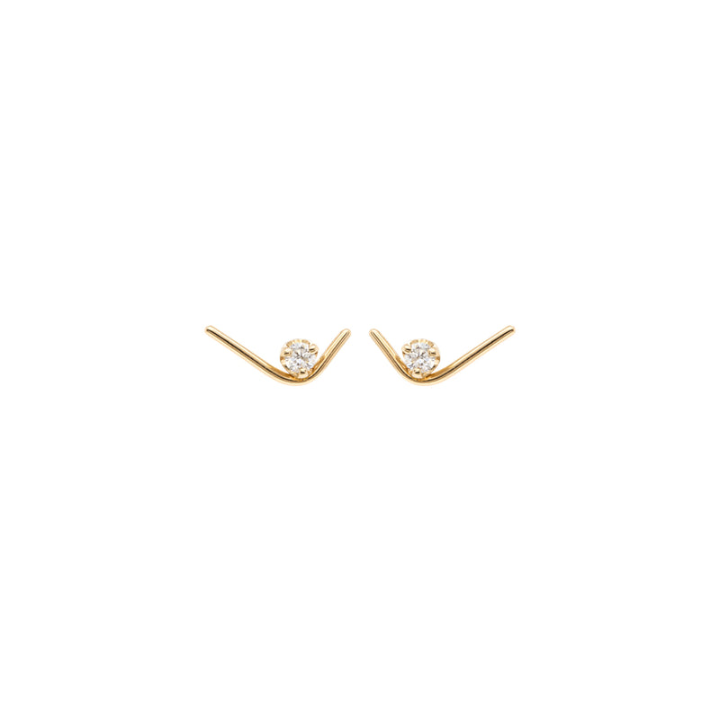 Zoe Chicco 14kt Gold Prong Set Diamond Check Mark Stud Earrings