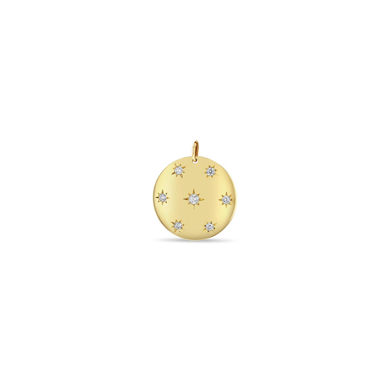Zoë Chicco 14k Gold Scattered Star Set Diamonds Aura Disc Charm Pendant