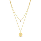 Zoë Chicco 14k Gold Diamond Bezel & Diamond Disc Pendant Layered Necklace