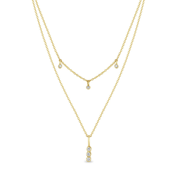 Zoë Chicco 14k Gold Diamond Bezel Charms & Drop Pendant Layered Necklace