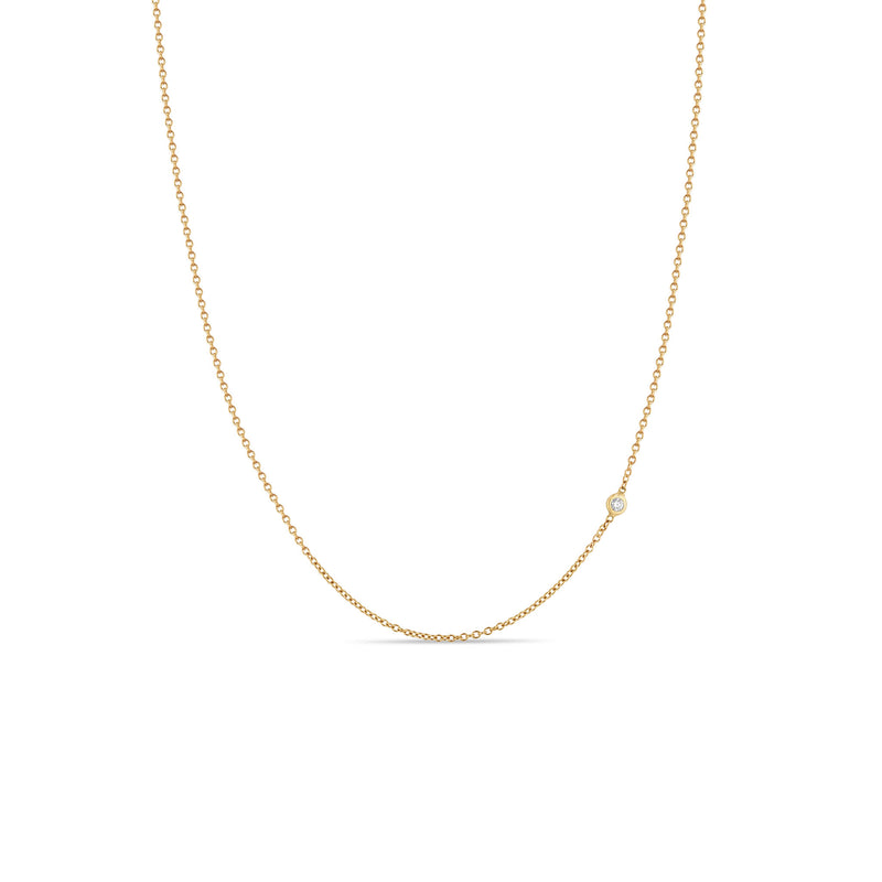 14k Gold Offset Floating Diamond Chain Necklace