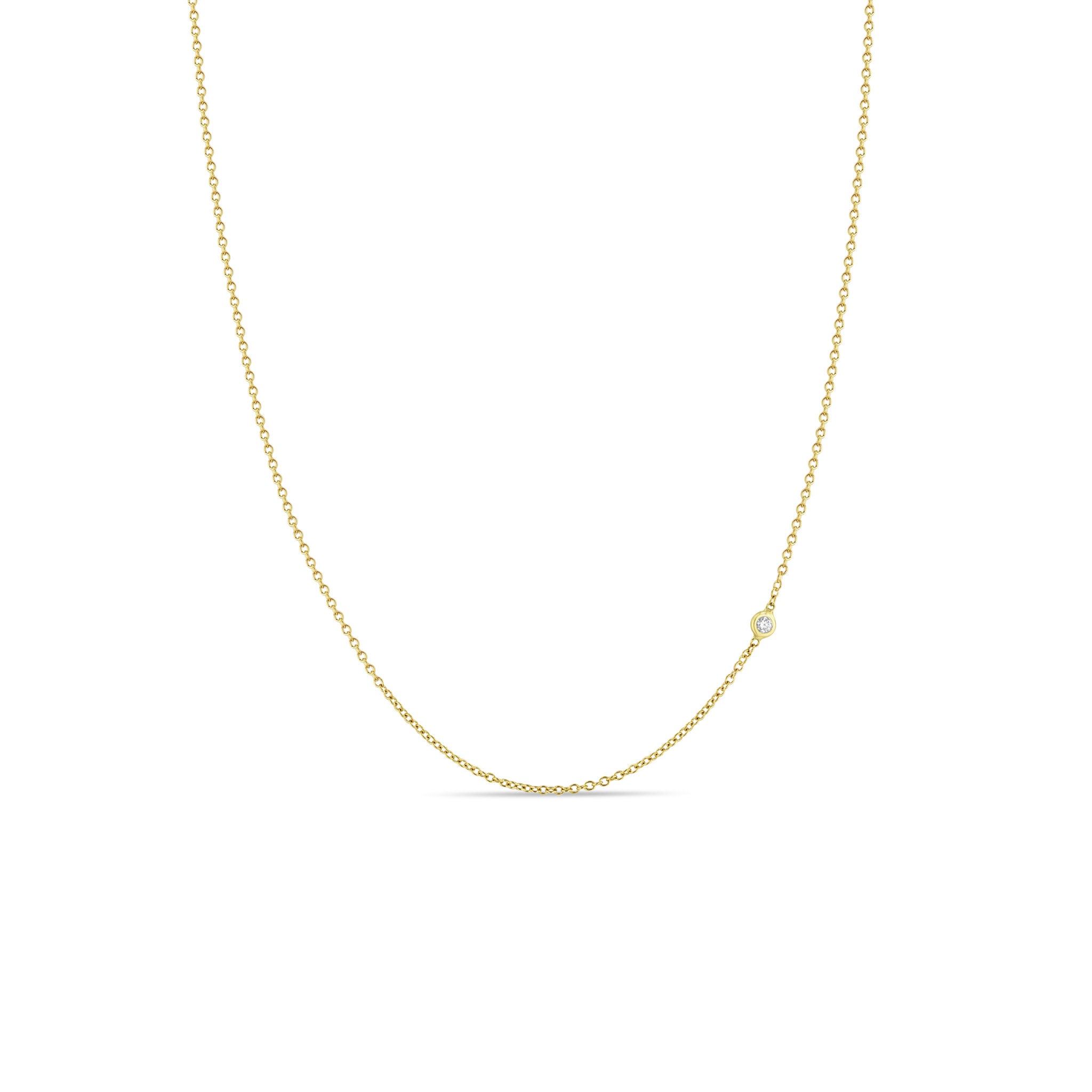  Zoë Chicco 14k Gold Off-Set Floating 1.7mm Diamond Chain Necklace