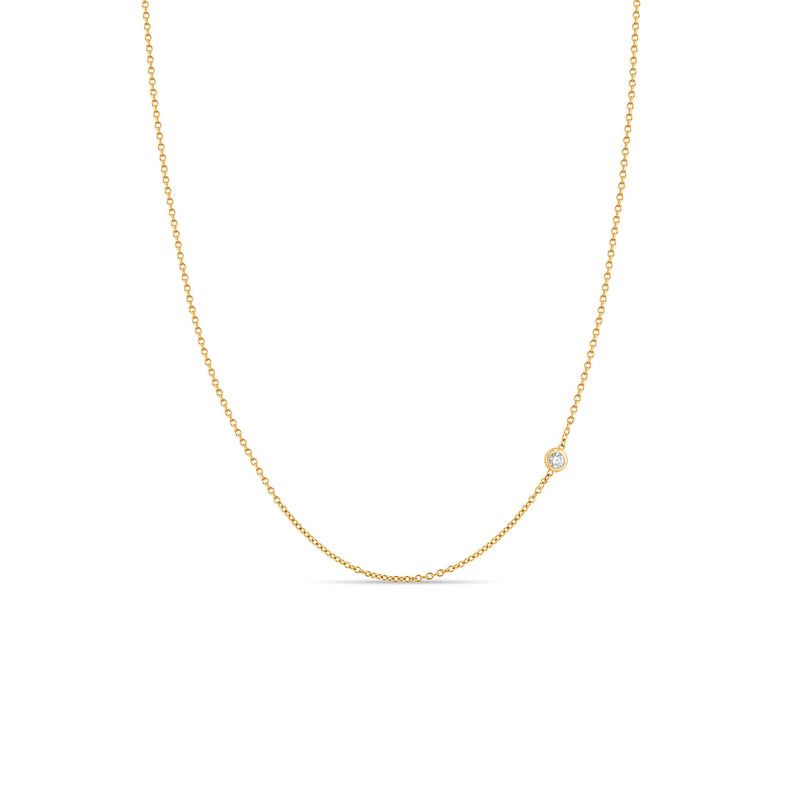 14k Gold Offset Floating Diamond Chain Necklace