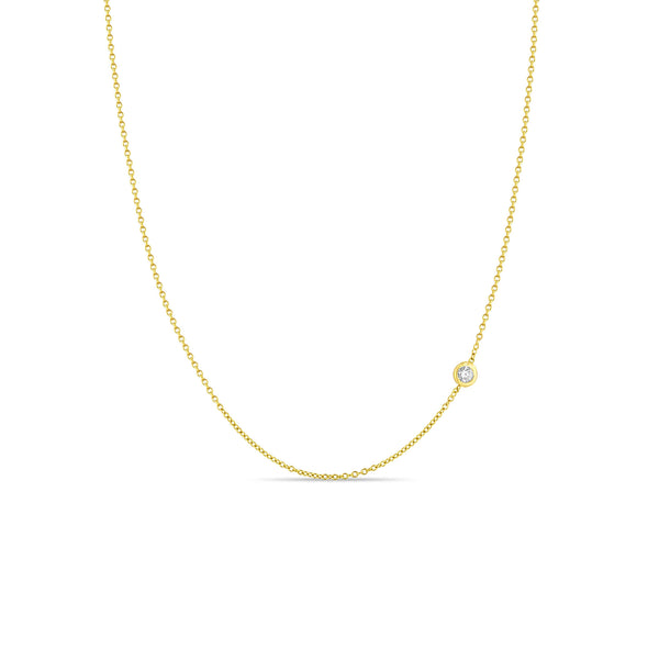  Zoë Chicco 14k Gold Off-Set Floating 2.4mm Diamond Chain Necklace