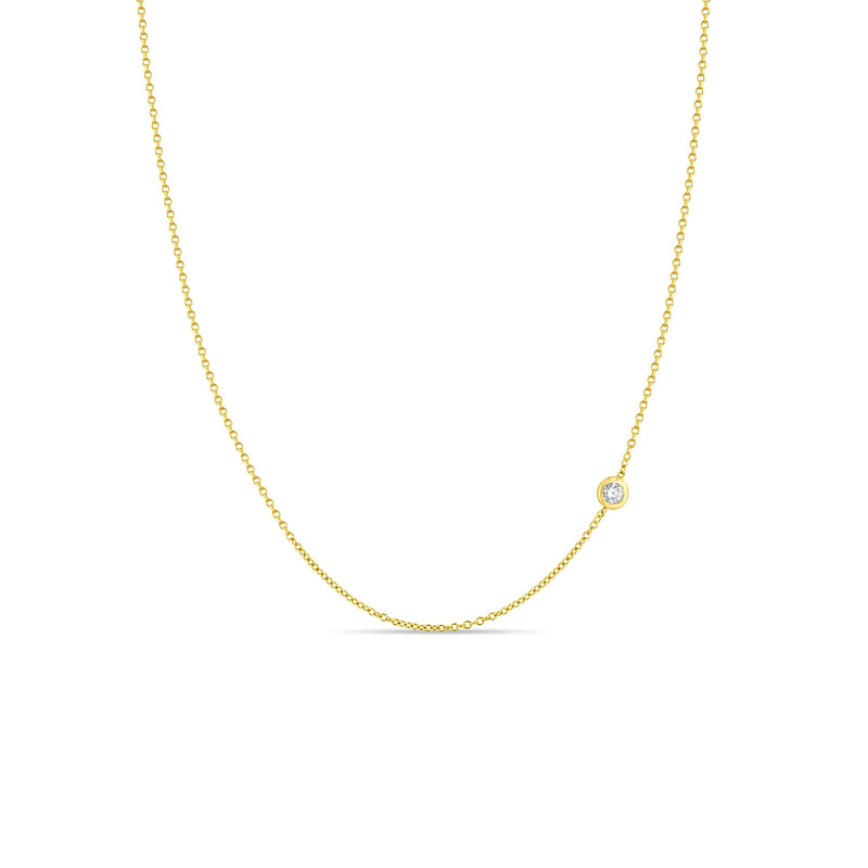  Zoë Chicco 14k Gold Off-Set Floating 2.4mm Diamond Chain Necklace