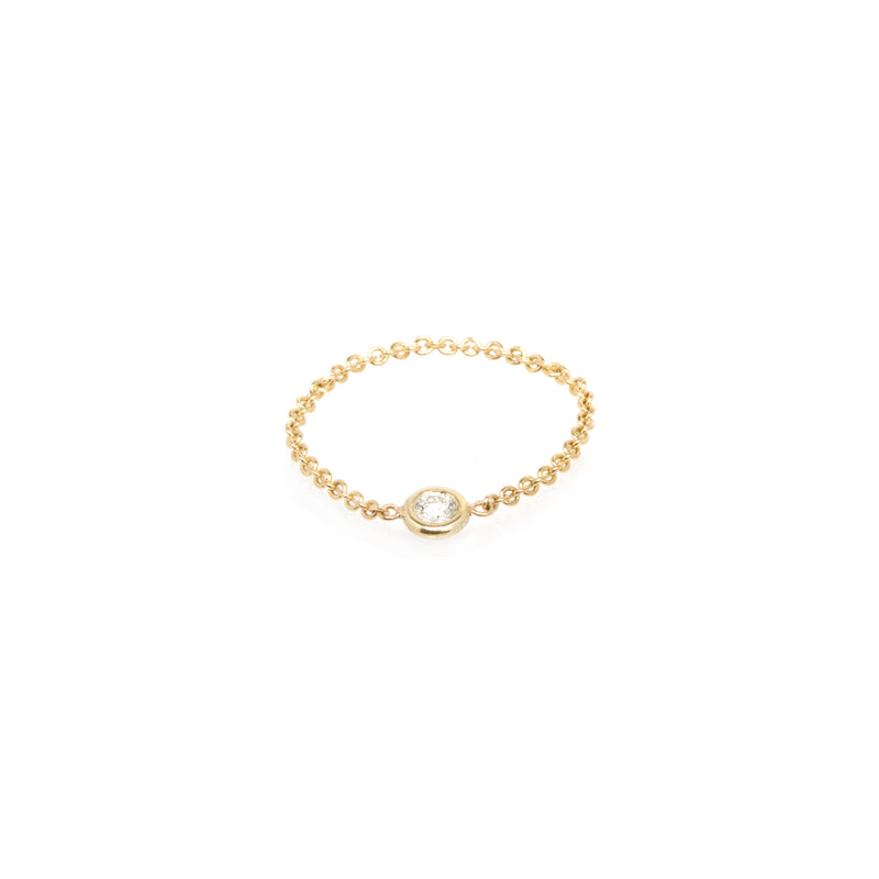 Zoë Chicco 14k Gold Small Single Floating Diamond Chain Ring