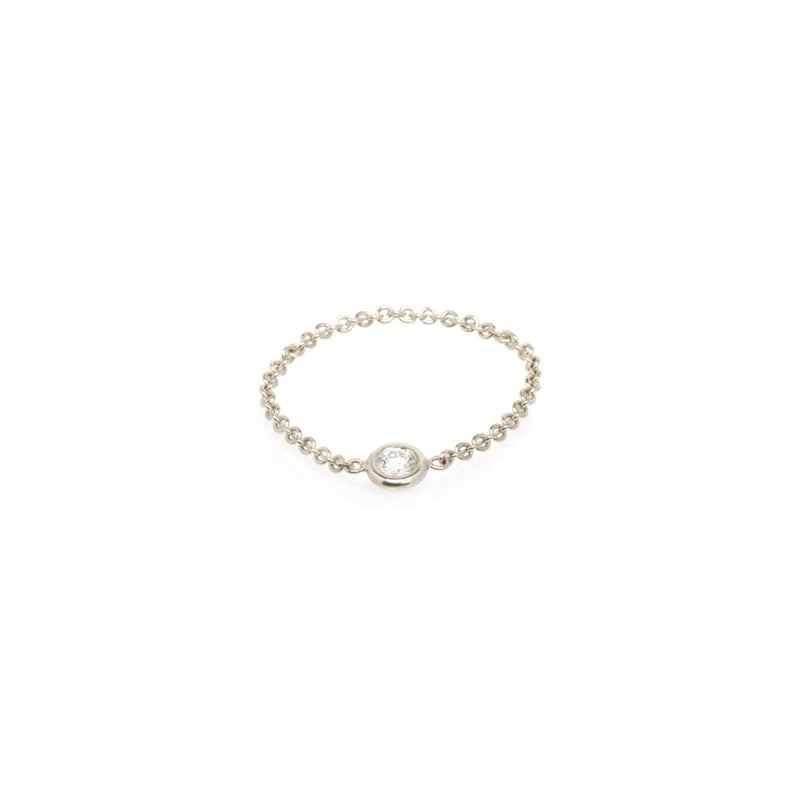 Zoe Chicco 14kt Gold Small Single Floating Diamond Chain Ring