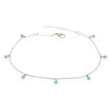 14k 7 Dangling Turquoise Anklet