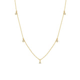 Zoë Chicco 14k Gold 5 Dangling Diamond Bezel Necklace