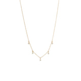 Zoë Chicco 14kt Gold 5 Tiny Dangling White Diamond Bezel Necklace