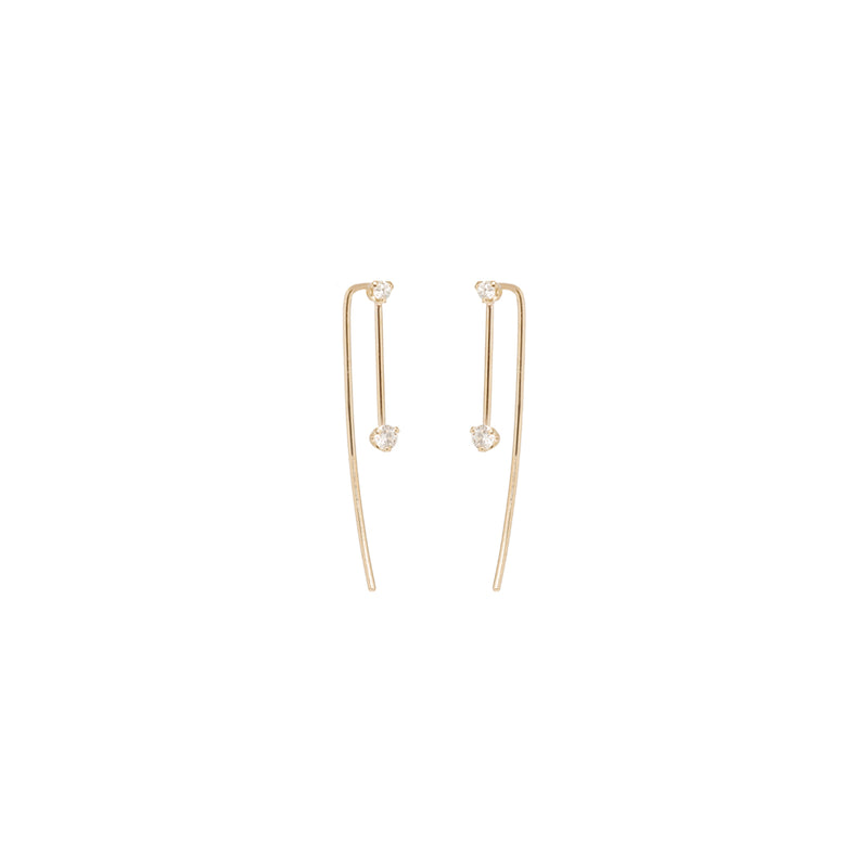 14k 2 Prong Diamond Wire Earrings