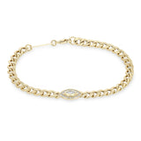 Zoë Chicco 14k Gold Medium Curb Chain Marquise Diamond Halo Bracelet