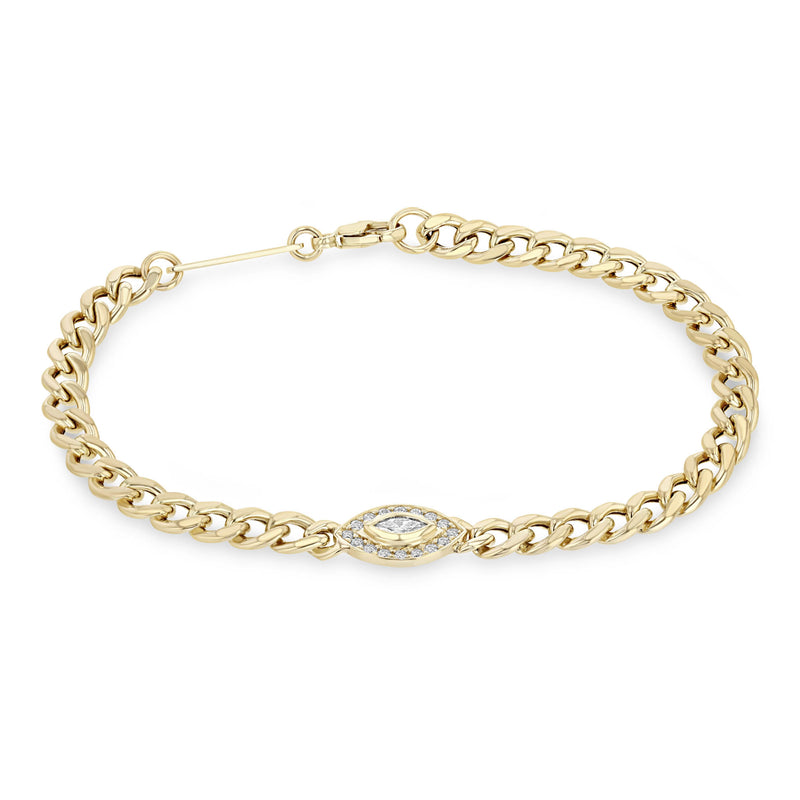 Zoe Chicco 14kt Gold Star-Set Diamond Padlock Bracelet 14K Yellow Gold / 7