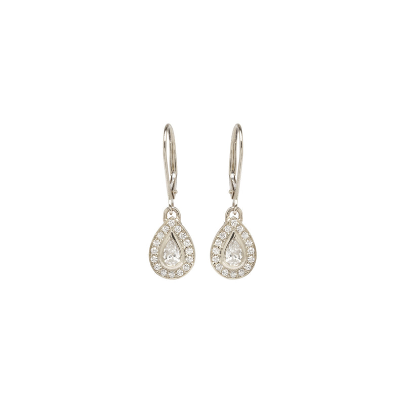 Zoe Chicco 14kt Gold Pear Diamond Halo Drop Earrings