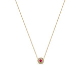 Zoë Chicco 14k Gold Round Ruby and Diamond Halo Necklace