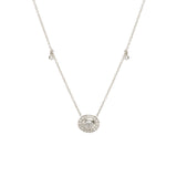 Zoë Chicco 14kt Gold Oval Diamond Halo Necklace with Dangling Diamonds