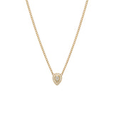 Zoë Chicco 14k Gold Pear Diamond Halo XS Curb Chain Necklace