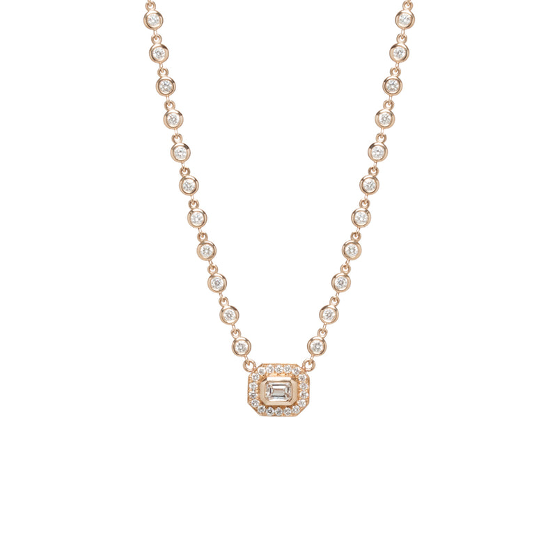 Yellow Gold Emerald-cut Drilled Diamond Necklace #106695 - Seattle Bellevue  | Joseph Jewelry