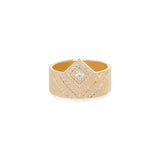 Zoë Chicco 14kt Gold Pave Chevron & Princess Diamond Wide Flat Band