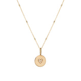 Zoë Chicco 14kt Gold Pave Diamond Heart Disc Necklace
