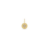 14k Pavé Diamond Star of David Disc Charm Pendant with Spring Ring
