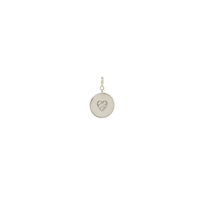 Zoë Chicco 14k Gold Pavé Diamond Heart Small Disc Charm Pendant with Spring Ring