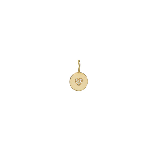 Zoë Chicco 14k Gold Pavé Diamond Heart Small Disc Charm Pendant