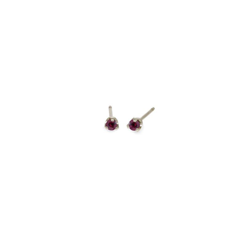 14k Small Garnet Prong Studs | January Birthstone