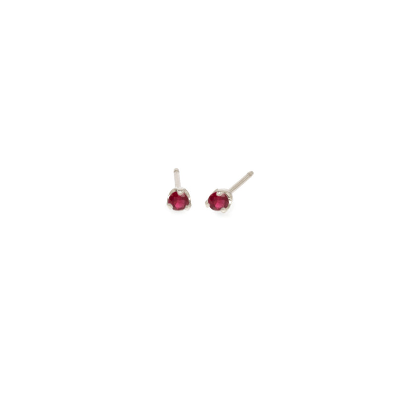 Zoë Chicco 14kt Gold Small Ruby Prong Studs | July Birthstone