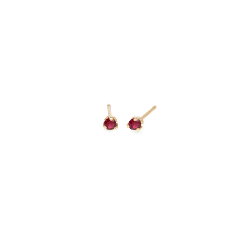 Zoë Chicco 14k Gold Small Ruby Prong Stud Earrings | July Birthstone
