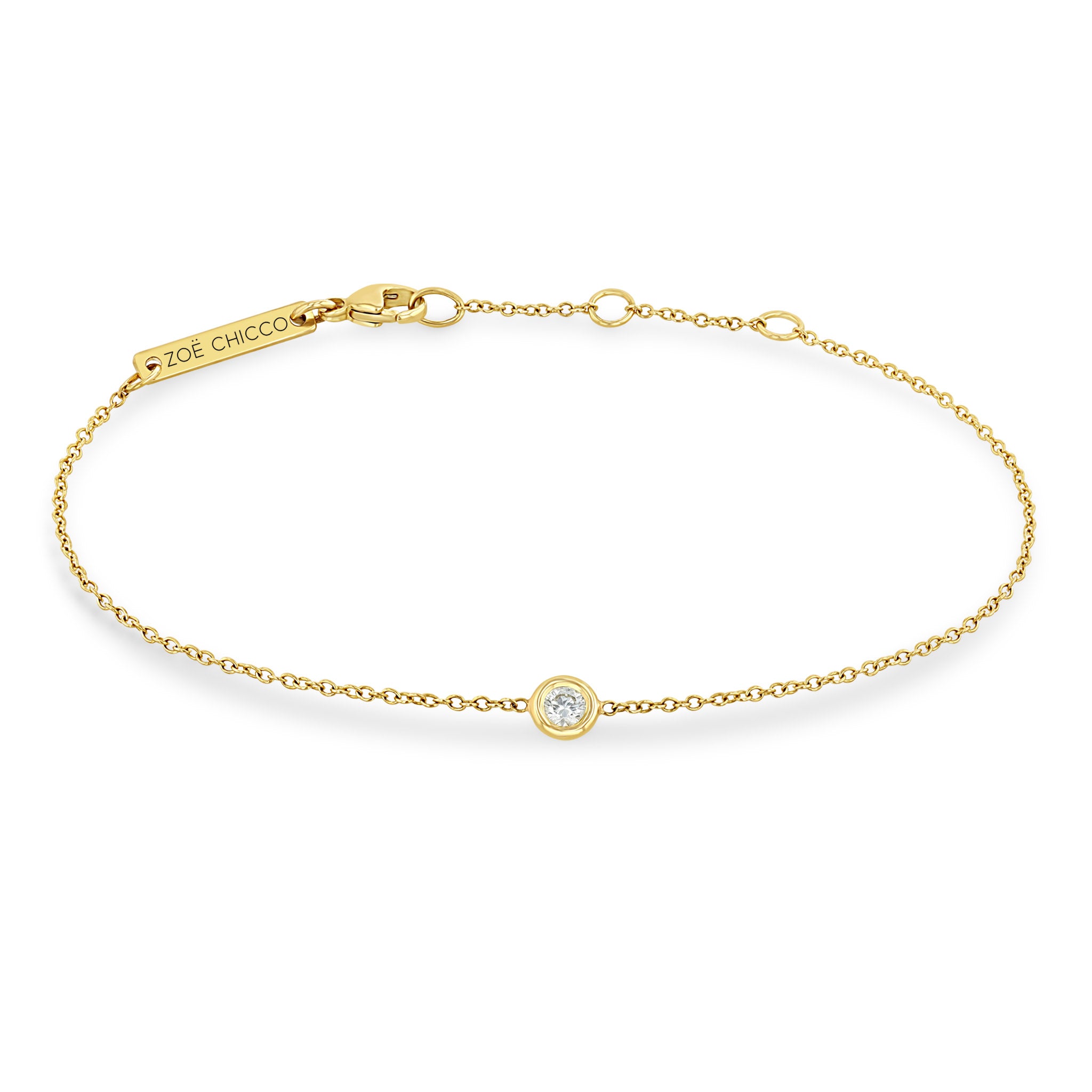 Zoë Chicco 14k Yellow Gold Single Floating Diamond Bracelet