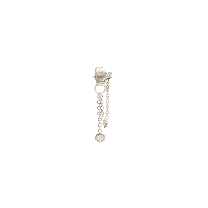 Single Zoë Chicco 14k Gold Diamond Chain Huggie Earring with Floating Diamond Drop
