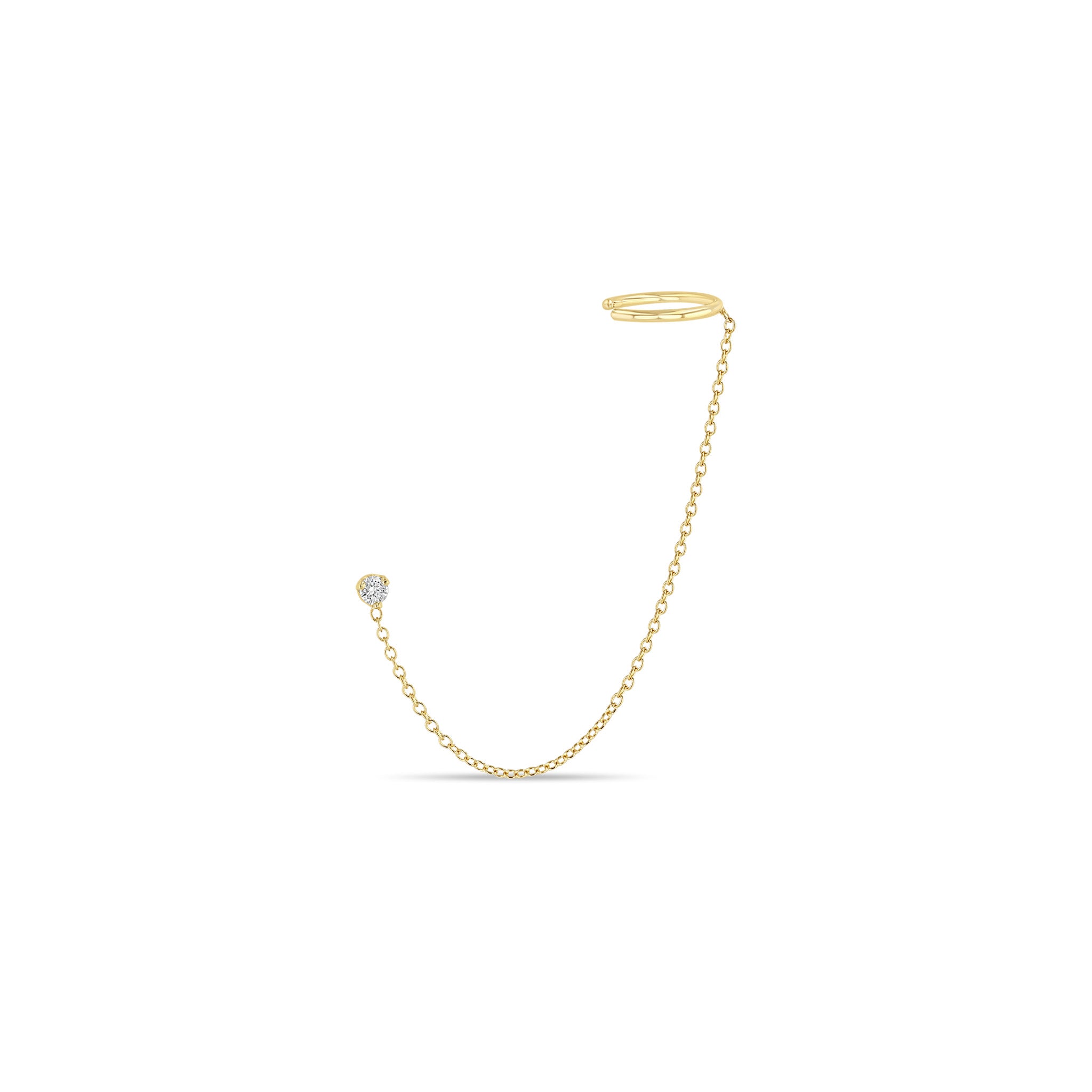 Zoë Chicco 14k Yellow Gold Prong Diamond Short Chain Ear Cuff