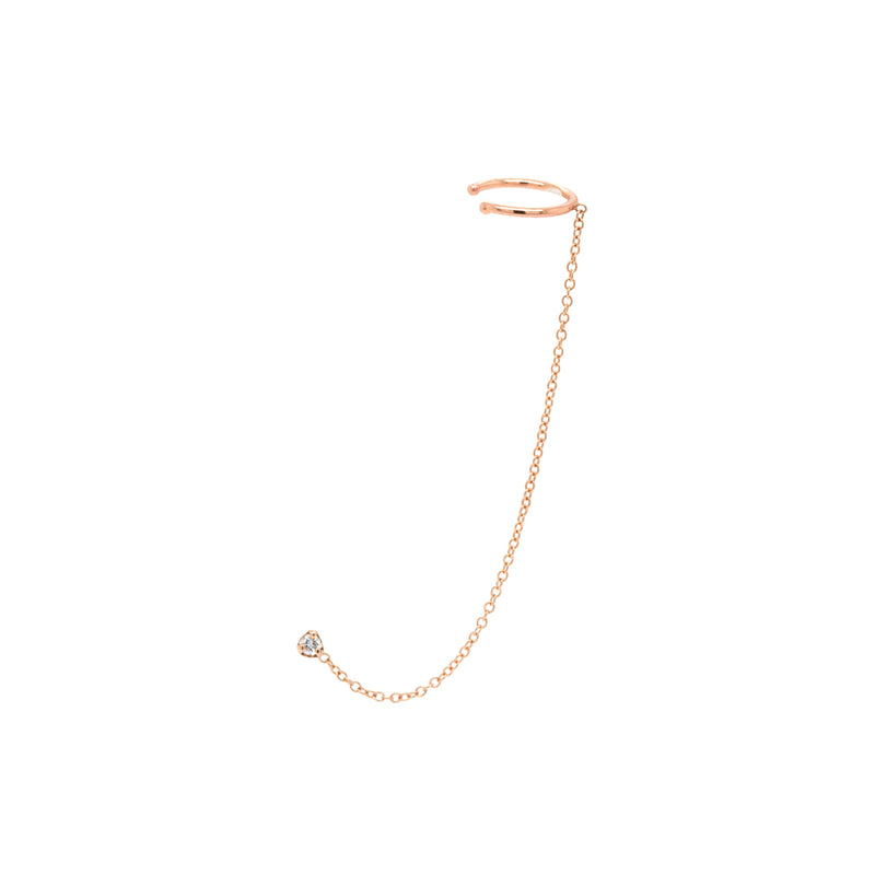 14k Small Prong Diamond Chain Ear Cuff