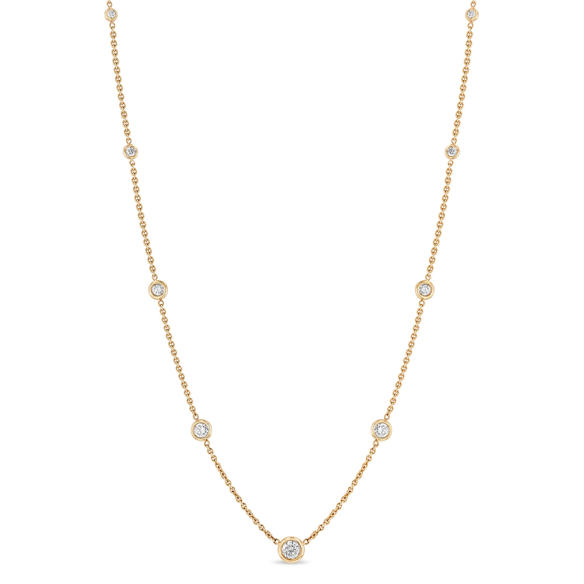 Zoë Chicco 14k Gold Floating Graduated Diamond Station Necklace