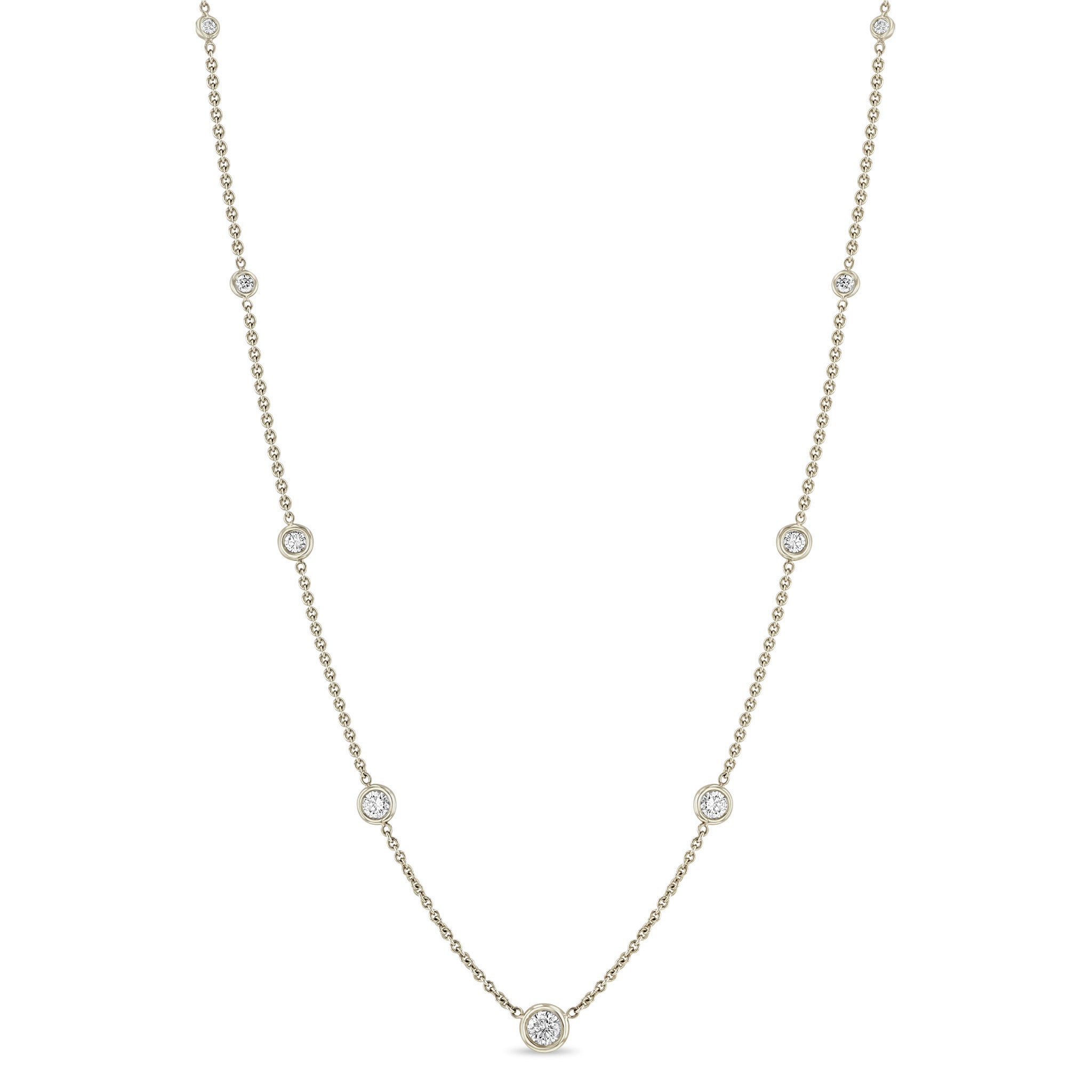 Zoë Chicco 14k Gold Floating Graduated Diamond Station Necklace