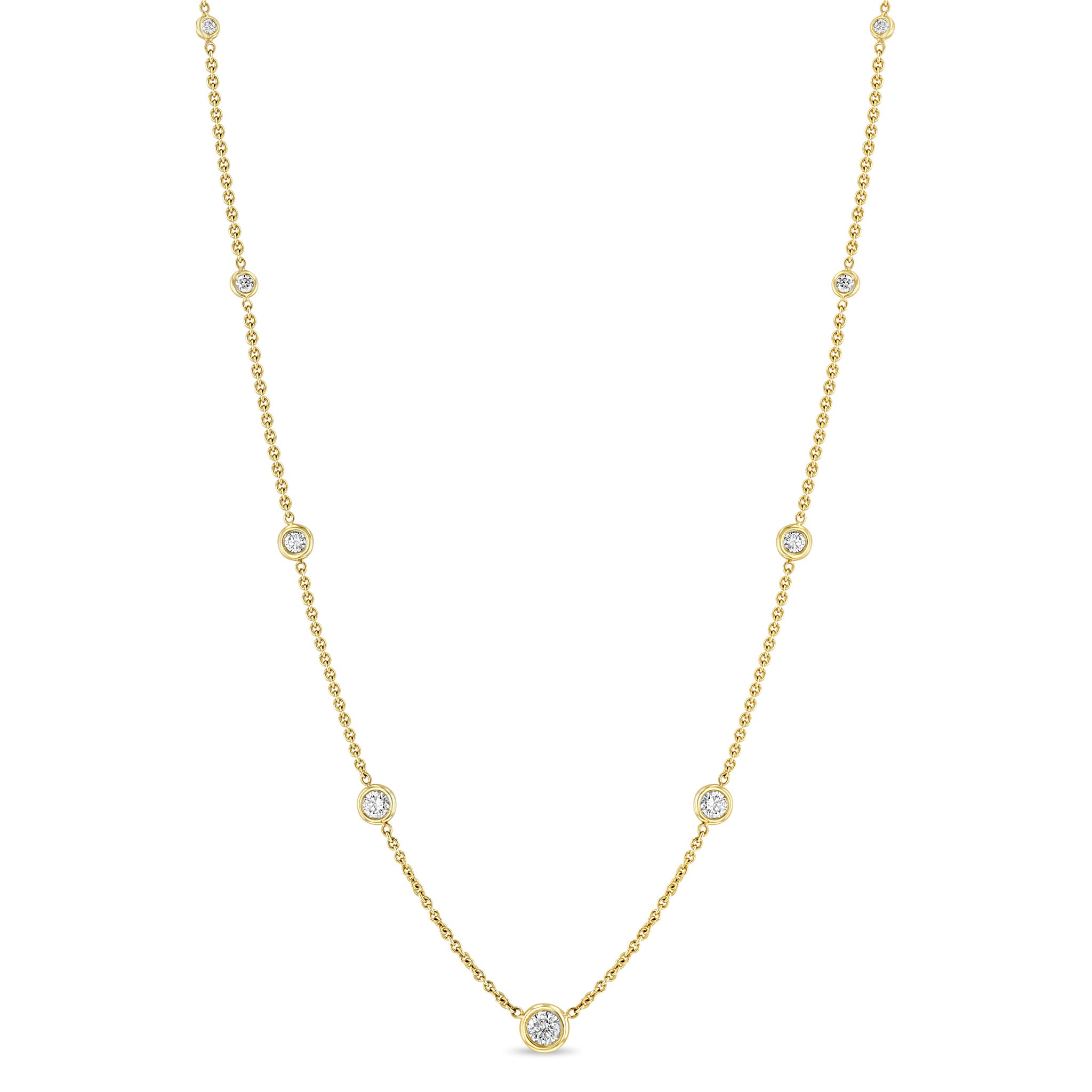 Zoë Chicco 14k Gold Floating Graduated Diamond Station Necklace